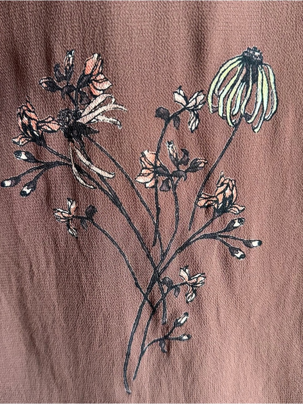 Little Moon Brown Floral Ruffle Blouse Earthy Coquette Cottagecore Prairie XS? - Picture 9 of 11